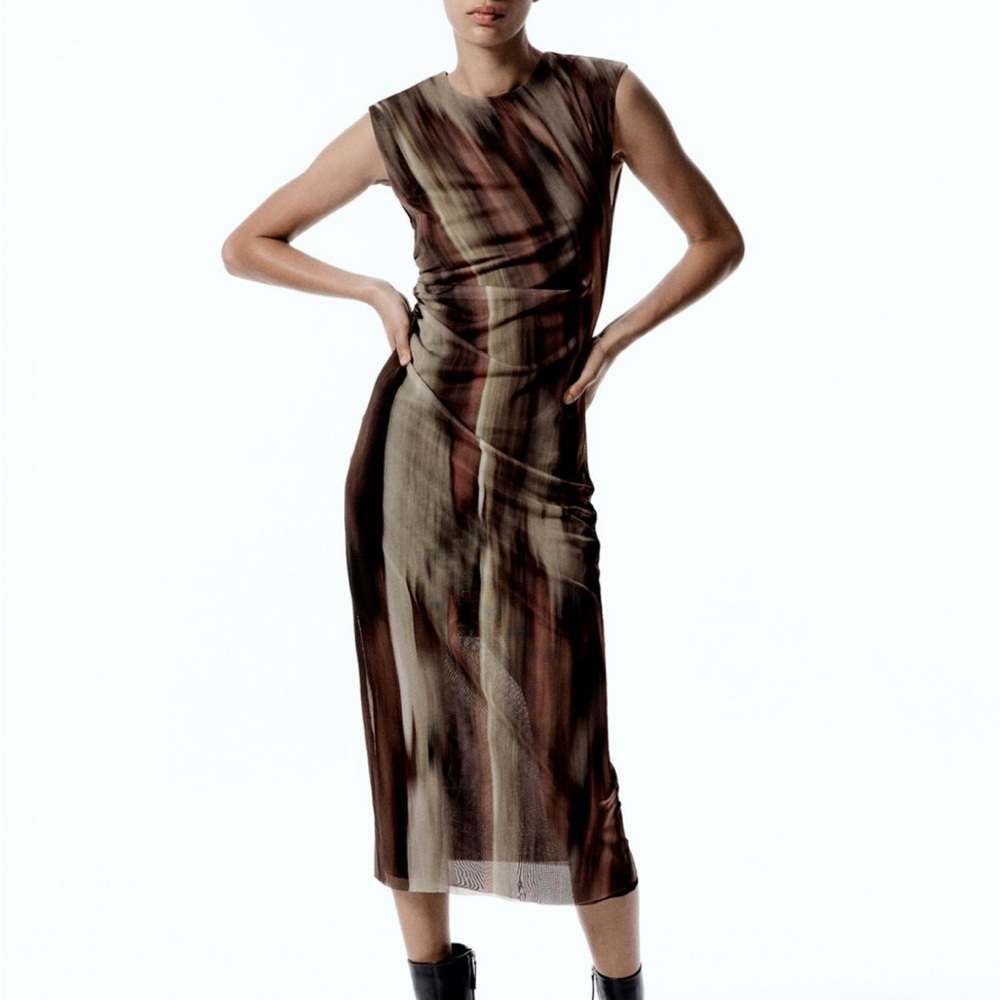 Zara Printed Tulle Dress